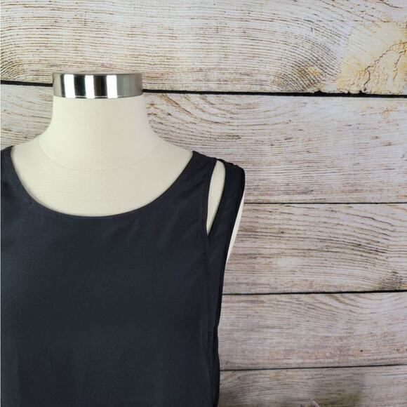 A. OK Black Cutout Mini Shift Dress Size S Sleeveless Round Neck Double Straps - Picture 7 of 9